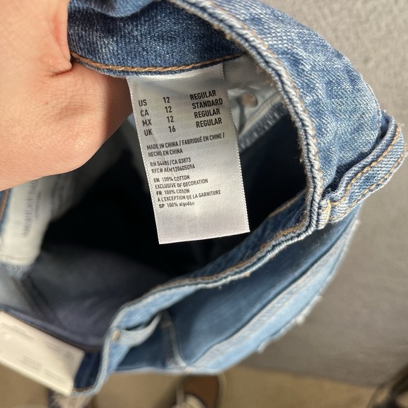 American Eagle Jeans Womens 12 Blue High Rise Tomgirl Distressed - Picture 8 of 15